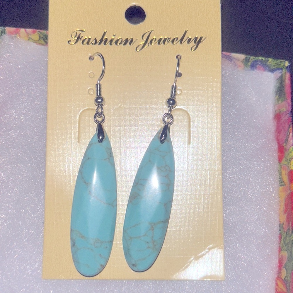 Boho hippie Amazing Natural Turquoise handmade sterling silver earring